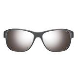 Julbo Camino Sunglasses, Size 58, in sleek black with reflective tinted lenses and removable side shields, shown front-facing on a white background.