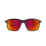 White background highlights the Julbo Creek Sunglasses | Size 52, featuring a sleek and lightweight frame with red-orange reflective lenses.