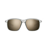 Julbo Creek Sunglasses (Size 52) by Julbo feature clear frames and brown polarized lenses with a lightweight design, showcased on a white background.