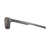 Side view of Julbo Cruiser Sunglasses in gray, featuring a sleek design, mirrored lenses, and inspired by surf and skate trends.