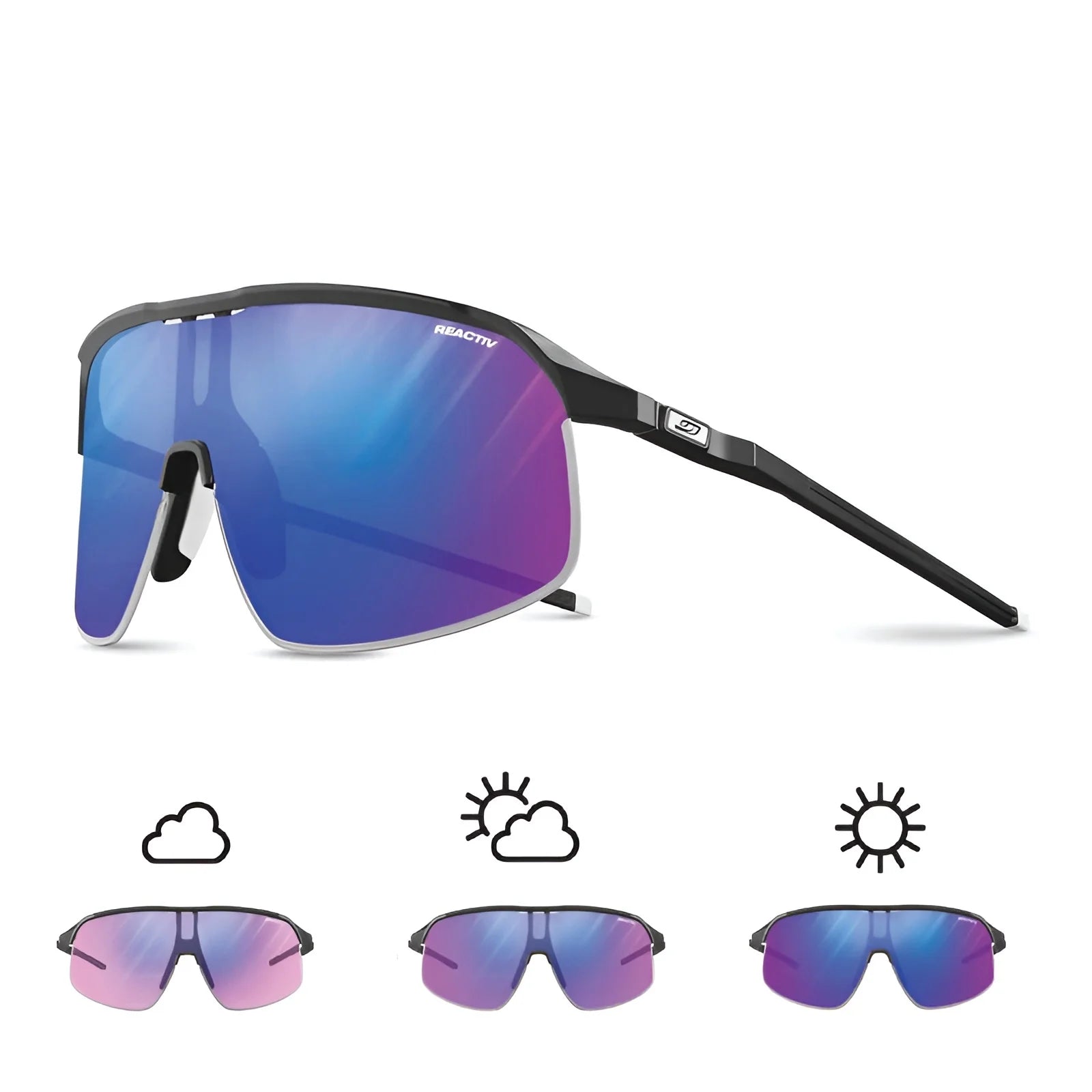 Julbo Density Sunglasses Black / Black / REACTIV 1 & 3 High Contrast (VLT 13..72%)