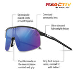 The Julbo Density Sunglasses by Julbo offer performance features like CustomFit Temples, optimal ventilation vents, a panoramic lens, a lightweight design, nose inserts, and grip tech temple arms.