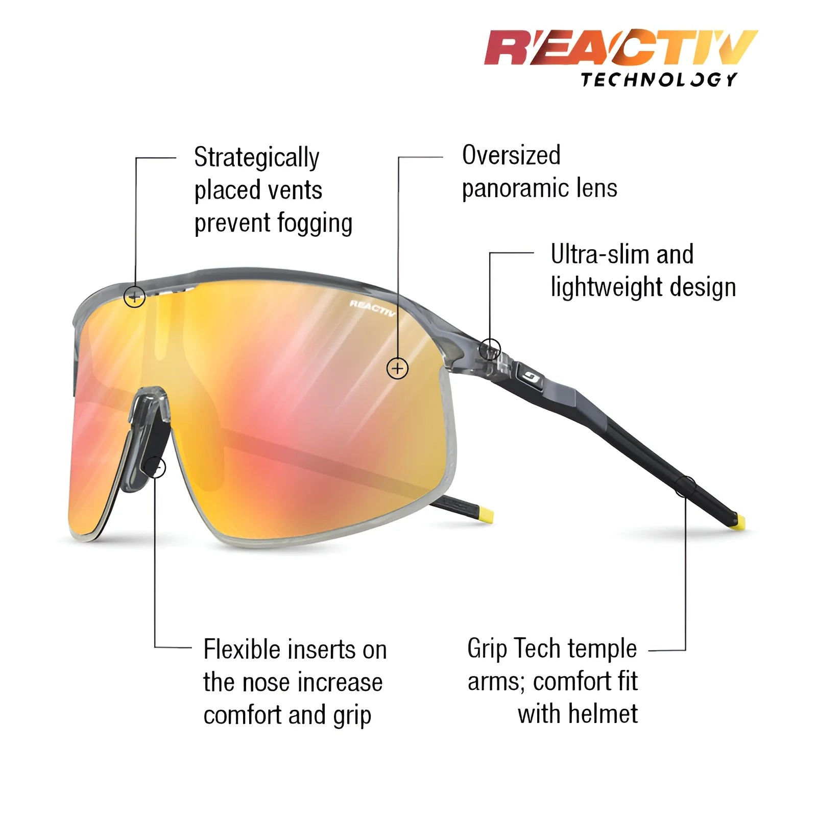 Julbo Density Sunglasses Translucent Gray / Blue / REACTIV 1 & 3 Light Amplifier (VLT 10..46%)