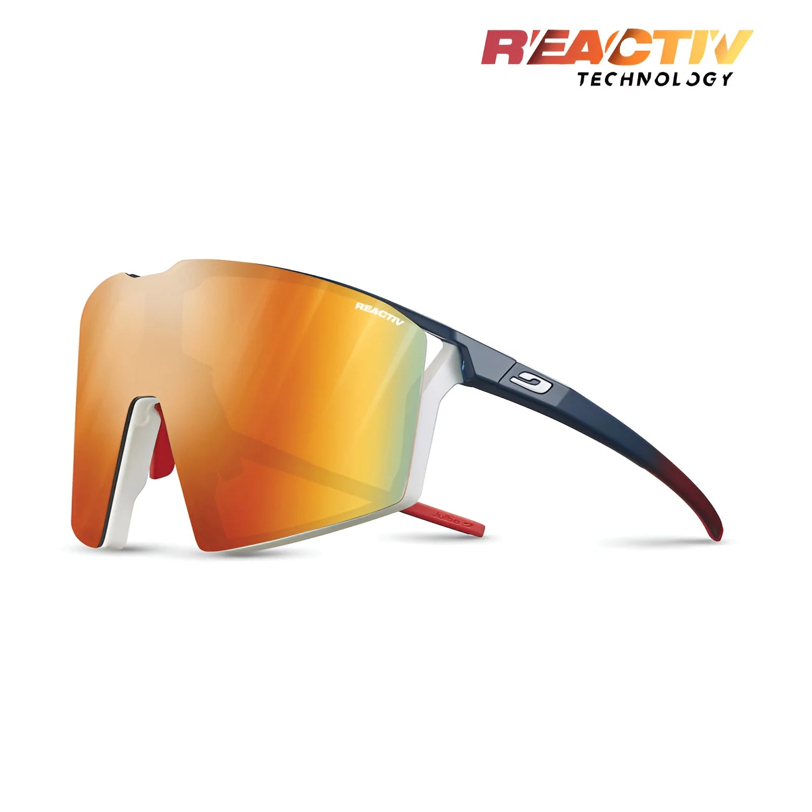 Julbo Edge Sunglasses Matte Blue / White / Red / REACTIV 1 & 3 High Contrast + Spectron 0 (VLT 17..75%)