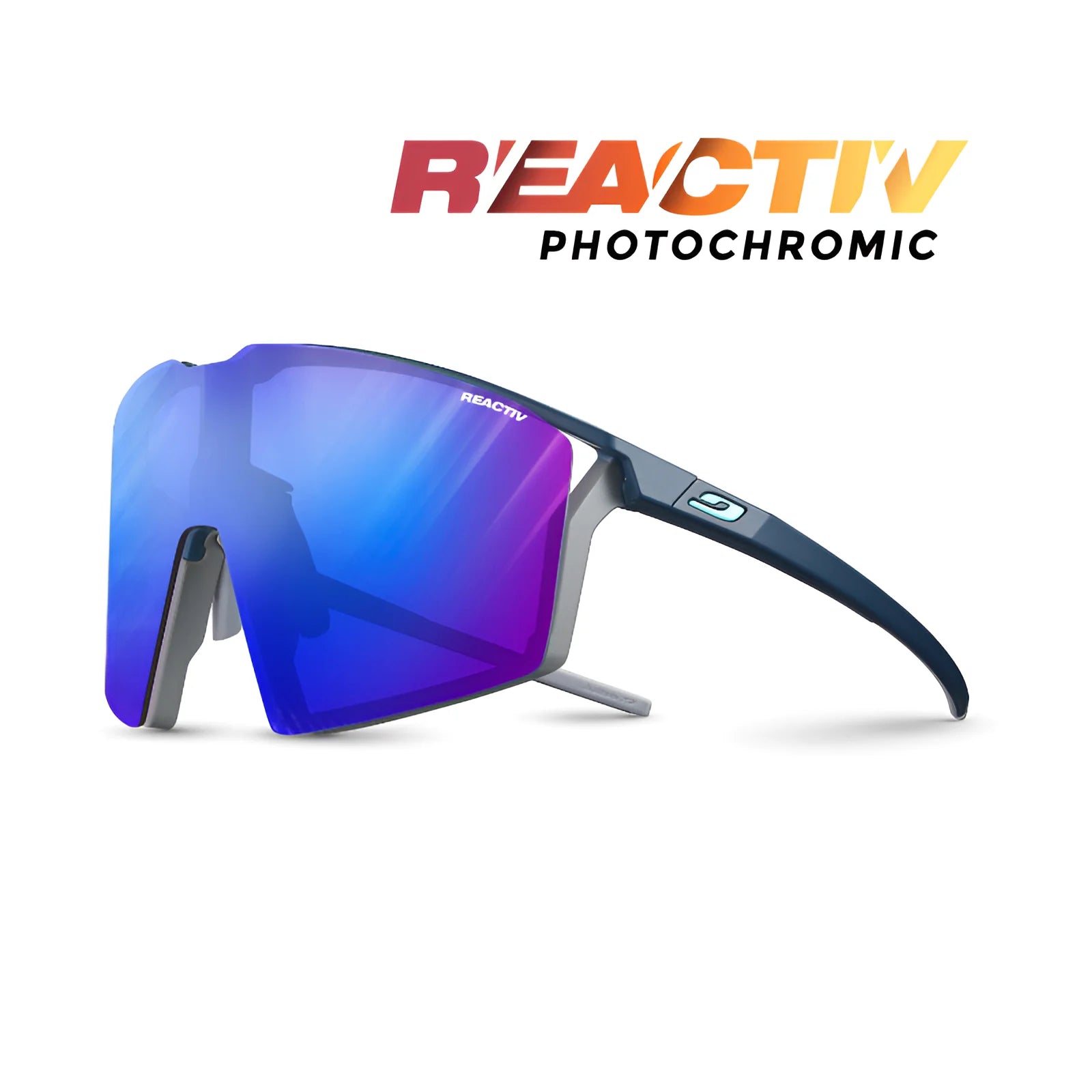 Julbo Edge Sunglasses Matte Blue / Gray / REACTIV 1 & 3 High Contrast (VLT 13..72%)