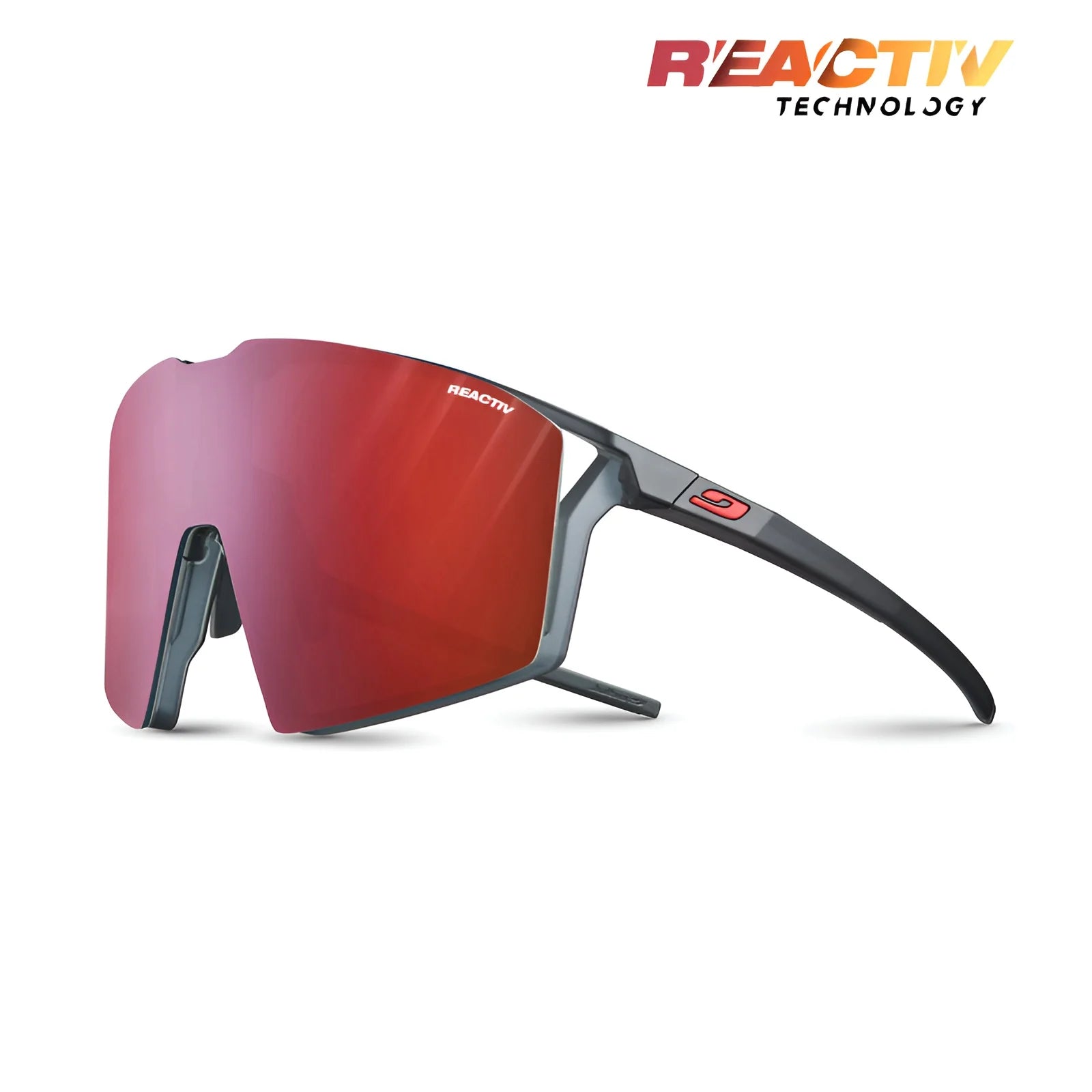 Julbo Edge Sunglasses Translucent Black / Matte Orange / REACTIV 0 & 3 High Contrast (VLT 15..87%)