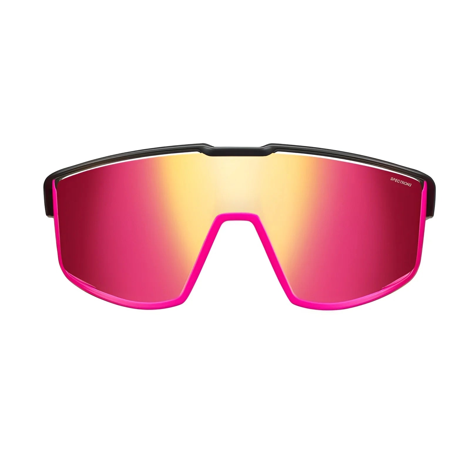 Julbo Fury sunglasses, equipped with REACTIV photochromic lenses, feature a sleek, angular design and vibrant pink hues that adapt to changing light.
.