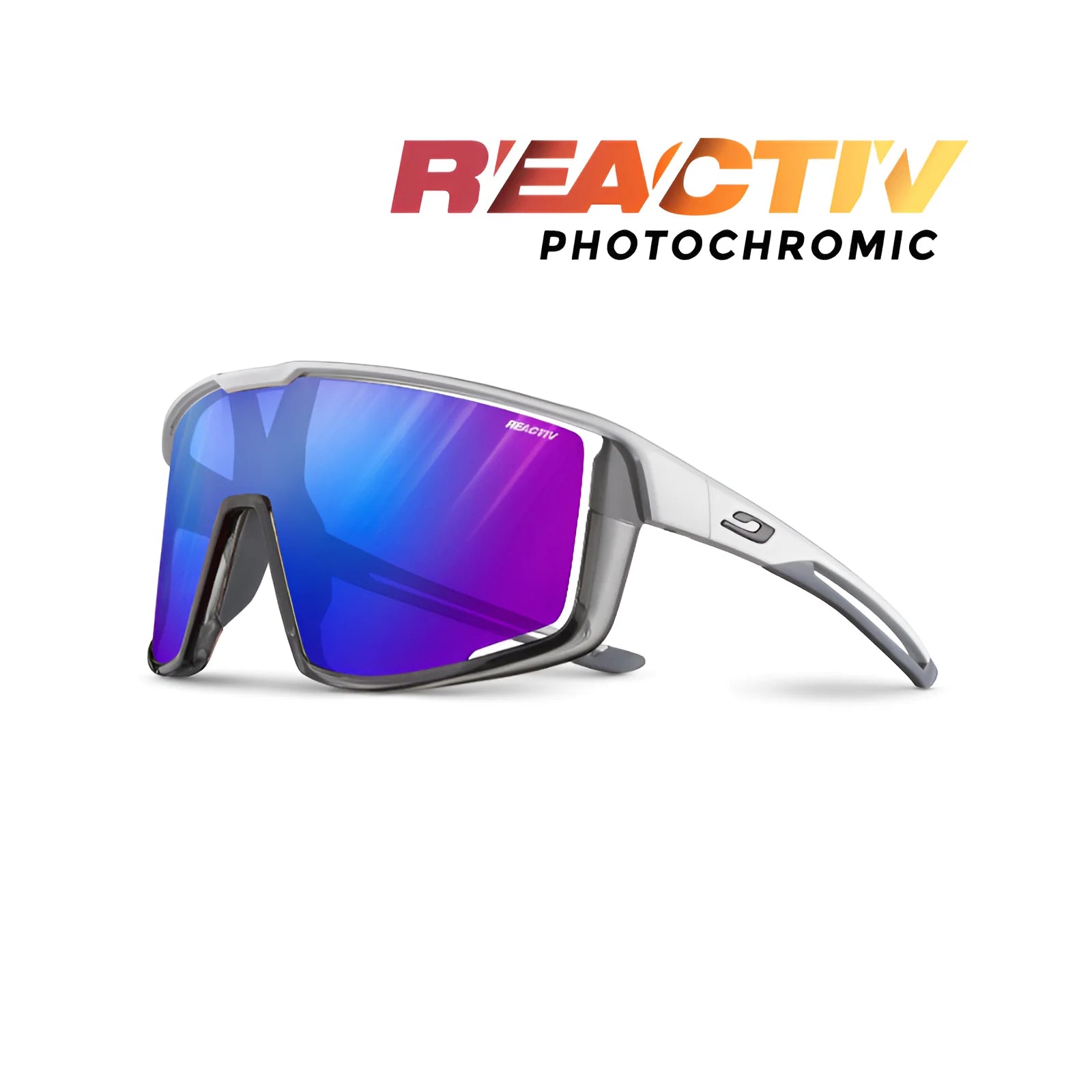 Julbo Fury Sunglasses Matte White / Translucent Gray / REACTIV 1 & 3 High Contrast (VLT 13..72%)