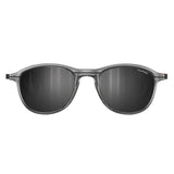 The Julbo Link Unisex Sunglasses, Size 52, feature gray frames and polarized lenses with dark tints on a pristine white backdrop.