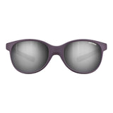 The Julbo Lizzy Sunglasses Size 49 by Julbo feature dark frames and reflective silver Spectron 3 lenses, seen from the front against a white background.