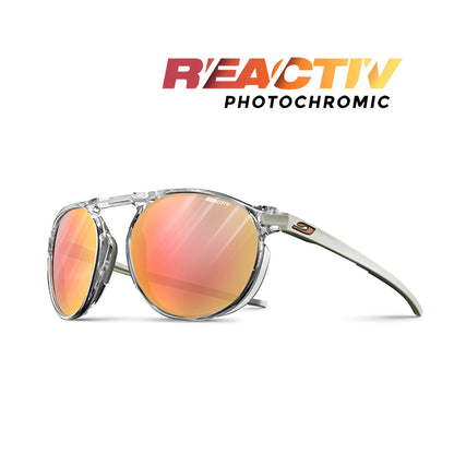 Julbo Meta Sunglasses Shiny Crystal / Gray / Brass / REACTIV 1 & 3 Glare Control (VLT 10..46%)