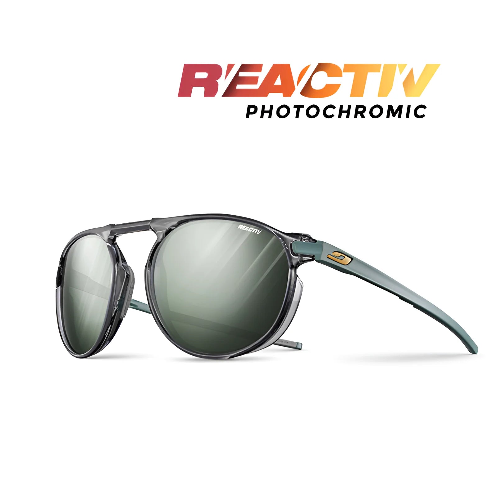 Julbo Meta Sunglasses Shiny Translucent Black / Army / Gold / REACTIV 1 & 3 Glare Control (VLT 10..46%)