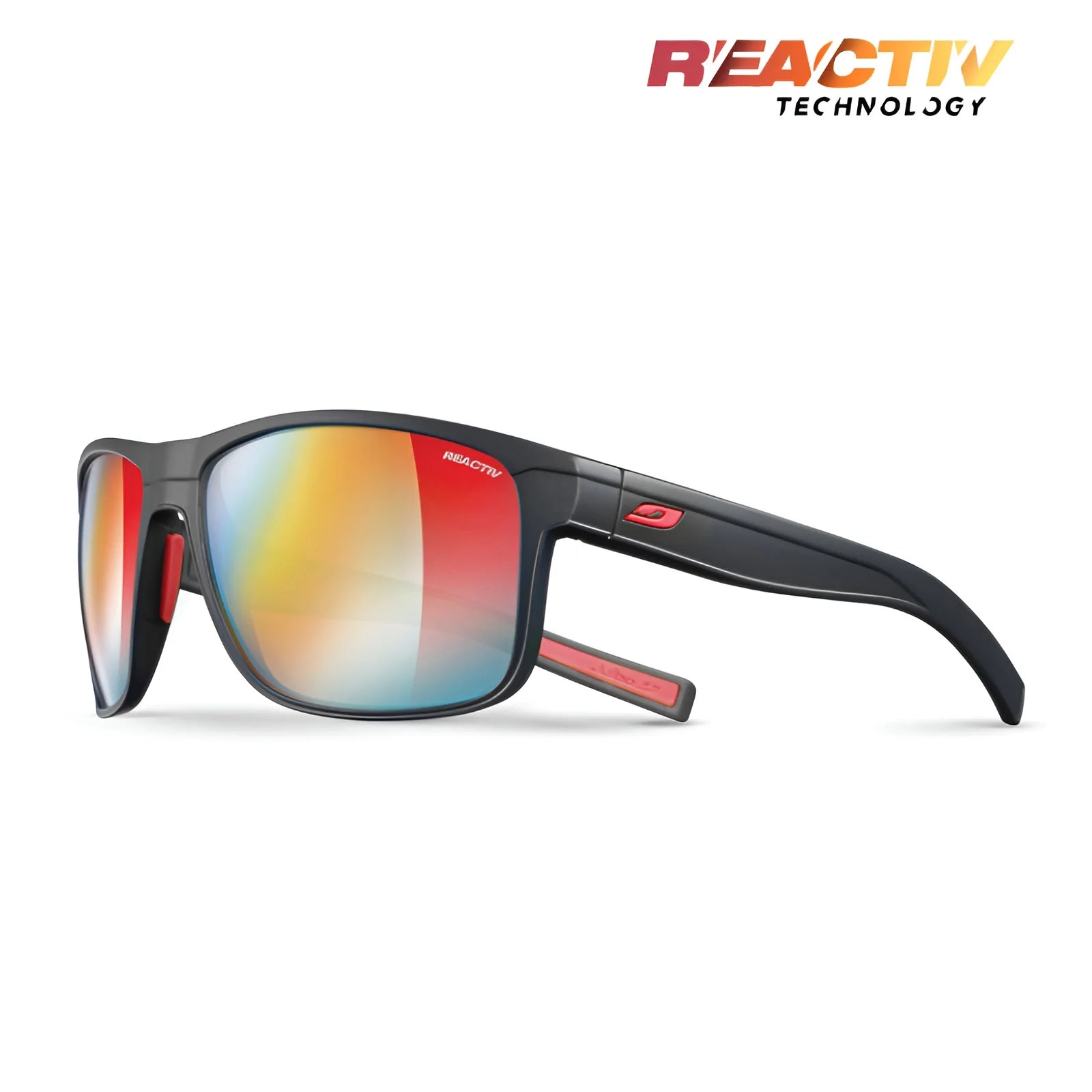 Julbo Renegade Sunglasses Black / Red / REACTIV 1 & 3 Light Amplifier (VLT 17..75%)