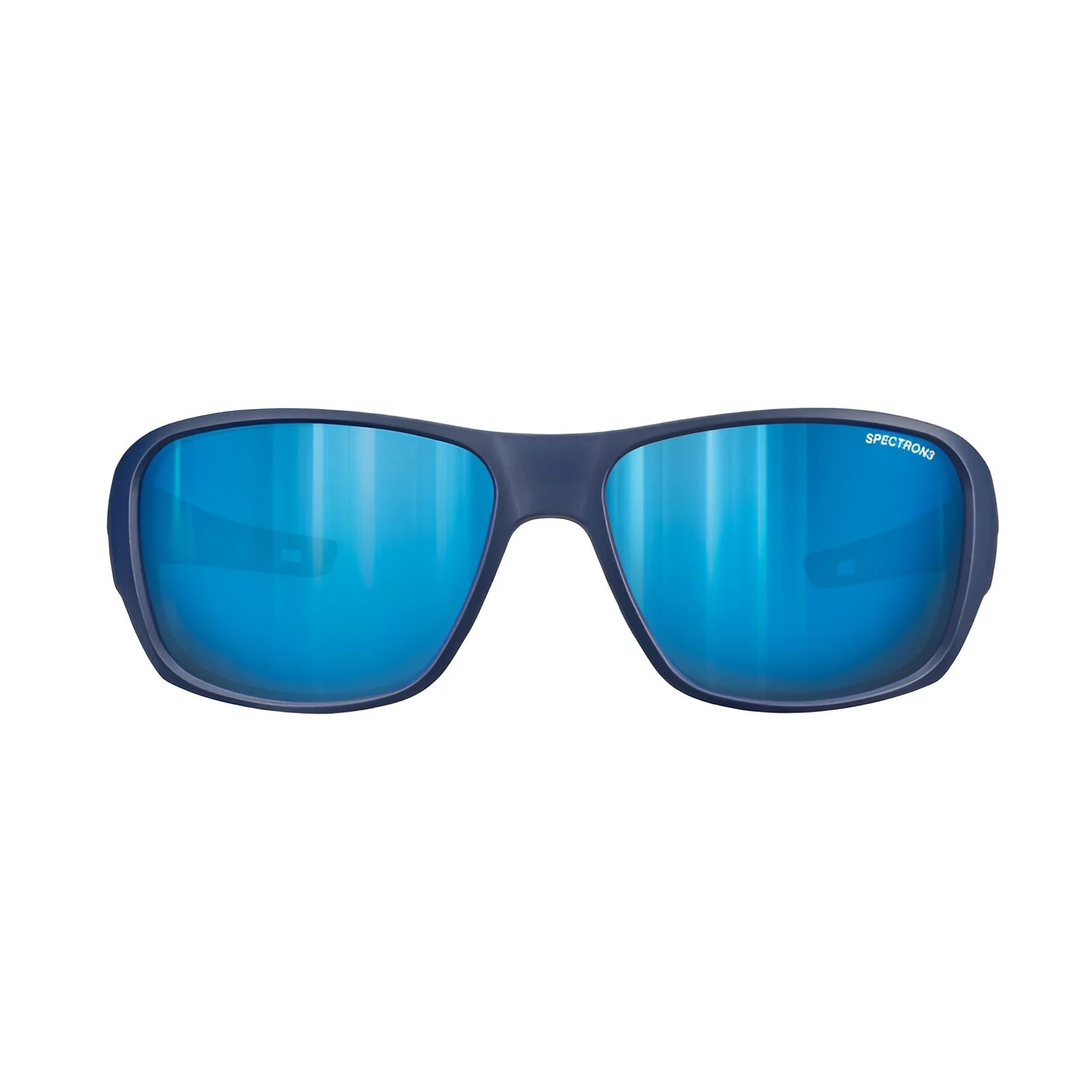Julbo Rookie 2 Sunglasses in size 58 feature blue sports sunglasses with REACTIV lenses and a sleek dark frame, offering superior visibility. The ergonomic design ensures comfort and performance, enhanced by Julbo sun technology.