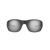 Julbo Rookie 2 Sunglasses, size 58, feature black frames with rectangular lenses using Julbo sun technology for optimal protection and a reflective surface against a white background.