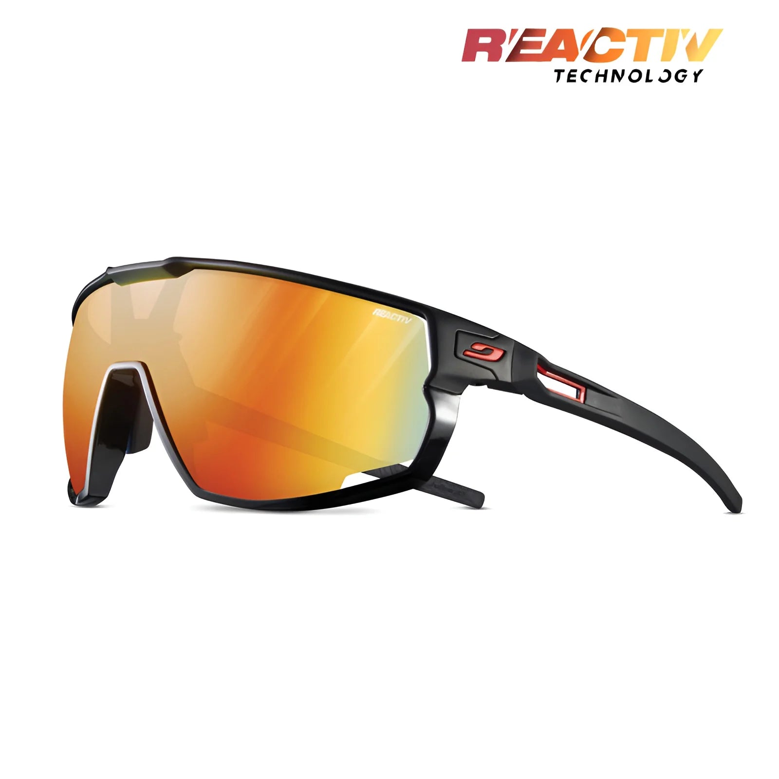 Julbo Rush Sunglasses Matte Black / Shiny Black / REACTIV 1 & 3 Light Amplifier (VLT 17..75%)