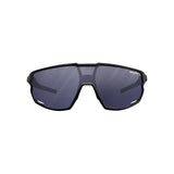 The Julbo Rush Sunglasses, in black with photochromic dark tinted lenses, are shown from the front against a white background.