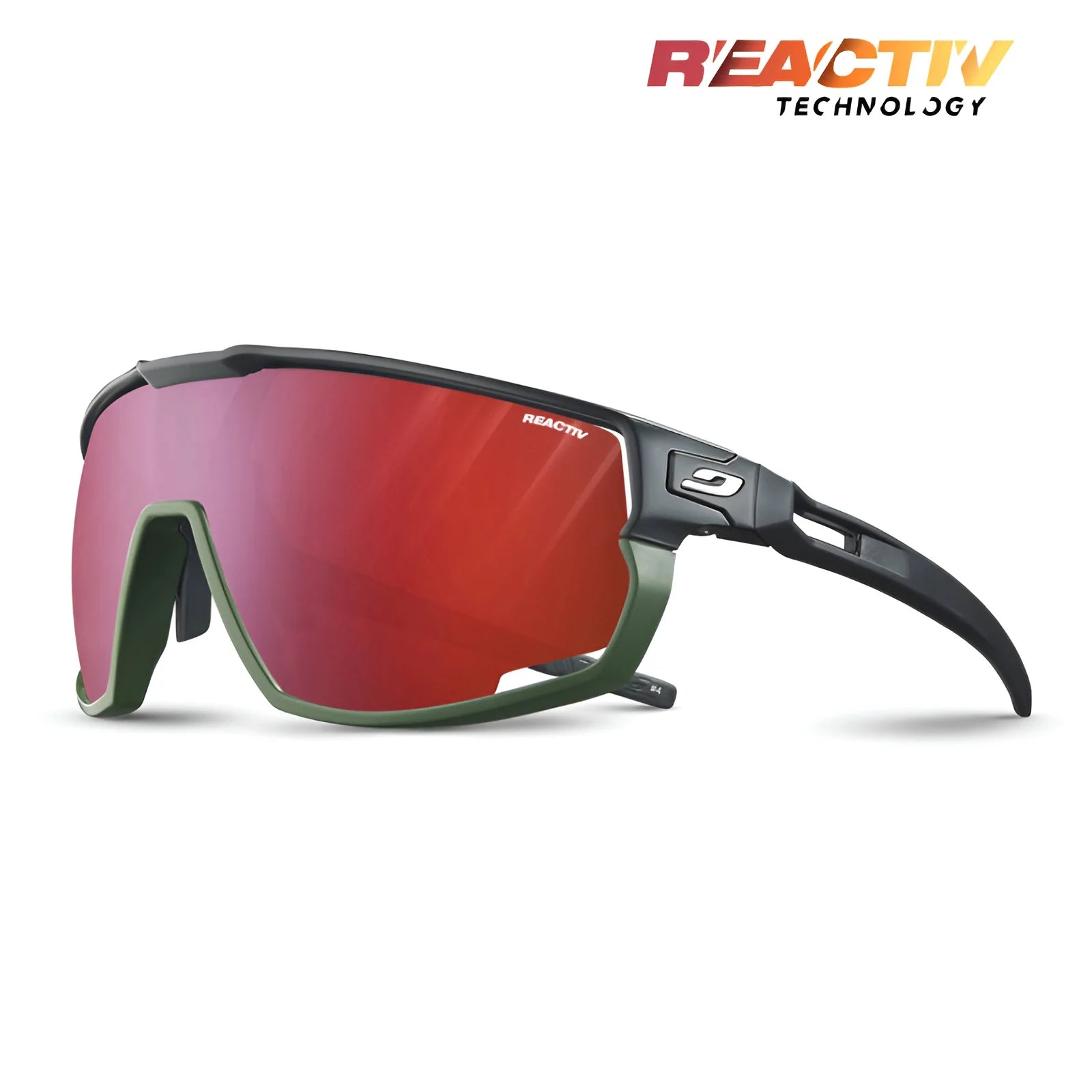 Julbo Rush Sunglasses Black / Army / REACTIV 0 & 3 High Contrast (VLT 15..87%)