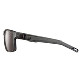 Side view of Julbo Shield Sunglasses in Size 59, showcasing a Grip Nose for stability, with rectangular frames and angular temples, set against a white background.