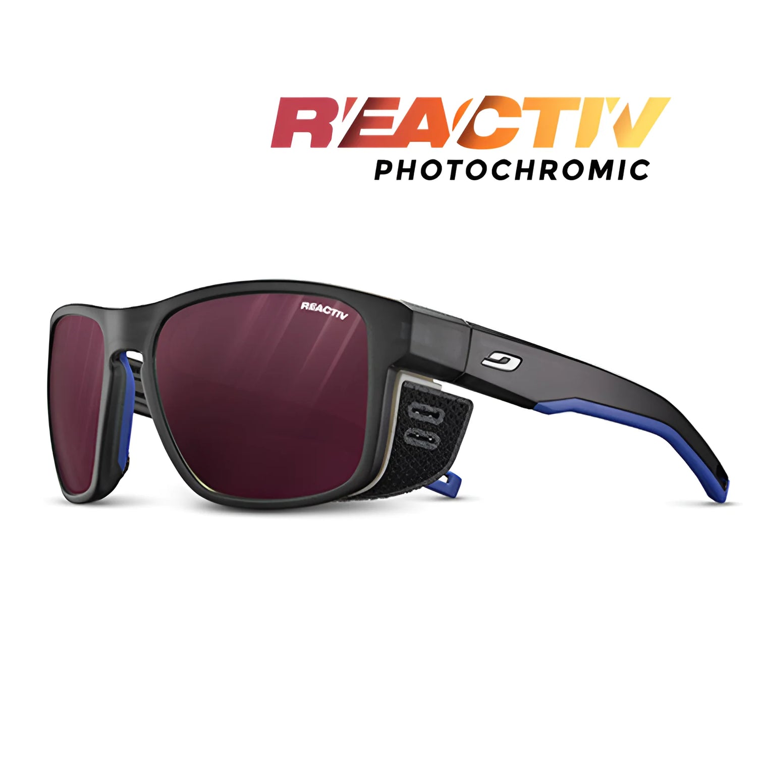 Julbo Shield Sunglasses Translucent Black / Blue / White / REACTIV 0 & 4 High Contrast