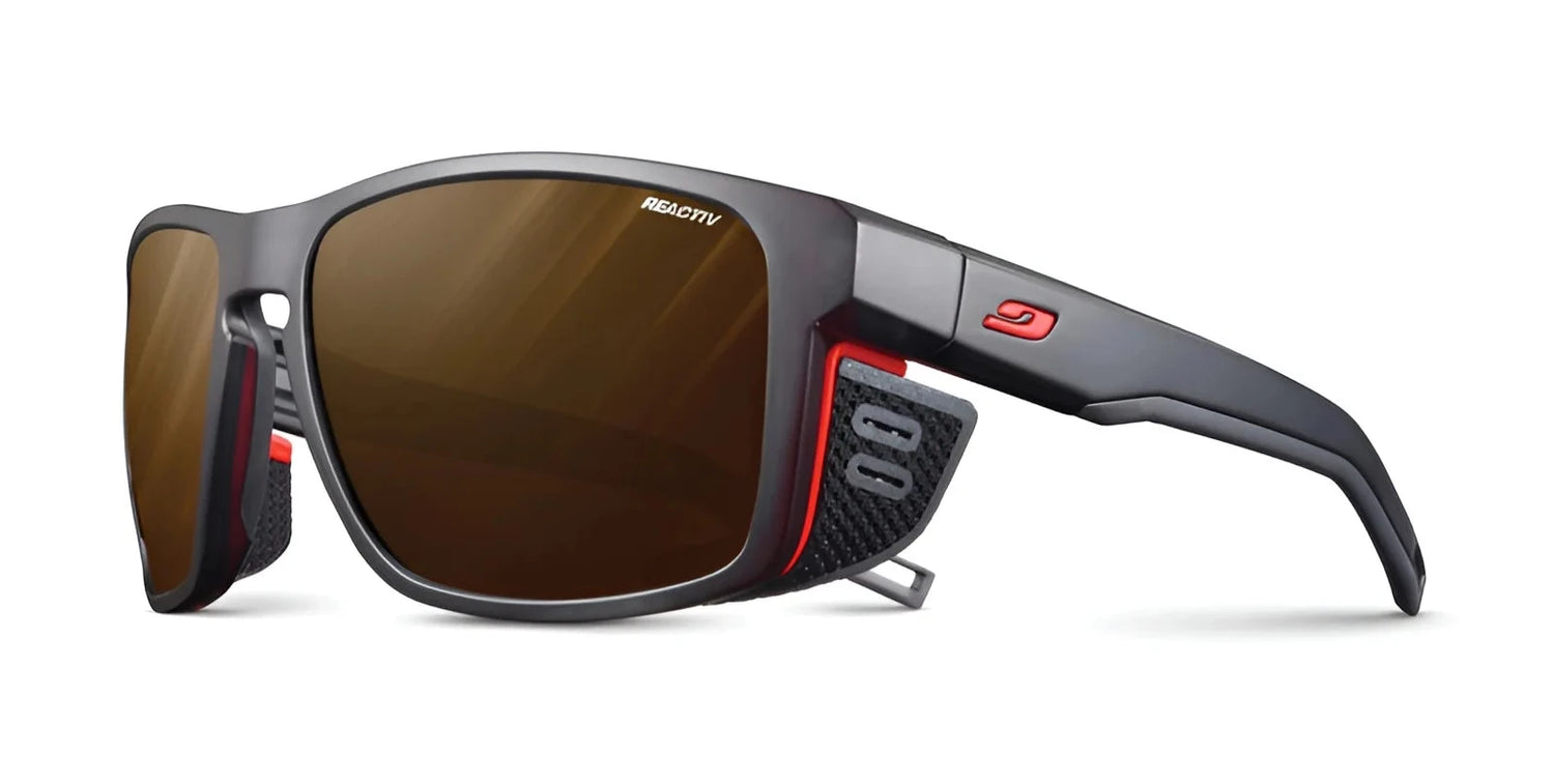 Julbo Shield Sunglasses Black Transluscent / Neon Orange / REACTIV 2 & 4 Polarized (VLT 5..20%)
