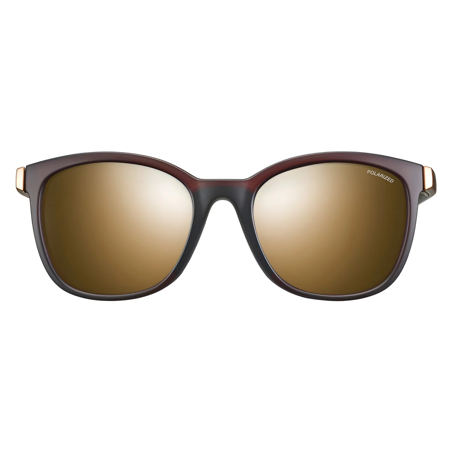 The Julbo Spark Sunglasses (Size 54) offer a sleek, modern design with brown and gold polarized lenses and Grip Tech Temples for a secure fit.