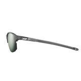 Side view of Julbo Split Sunglasses | Size 63 showcasing elegant design with CustomFIT temples for tailored comfort and mirrored lenses on a white backdrop.
