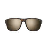 Front view of Julbo The Streets Sunglasses | Size 57 in tortoiseshell with ergonomic frame and polarized brown lenses on a white background.