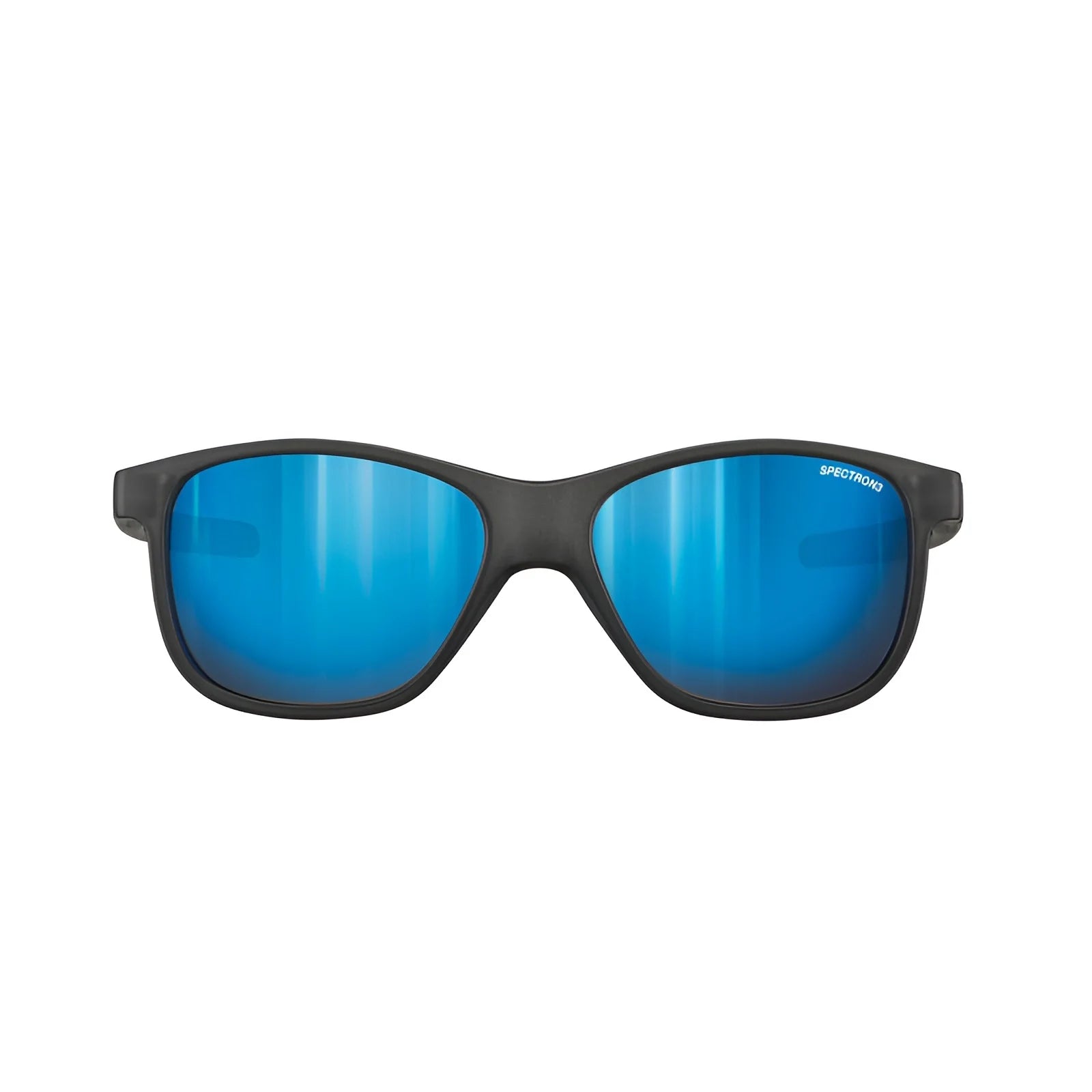The Julbo Turn 2 Sunglasses in Size 45 feature an ergonomic design with blue reflective lenses, offering UV protection. View shown is front view.