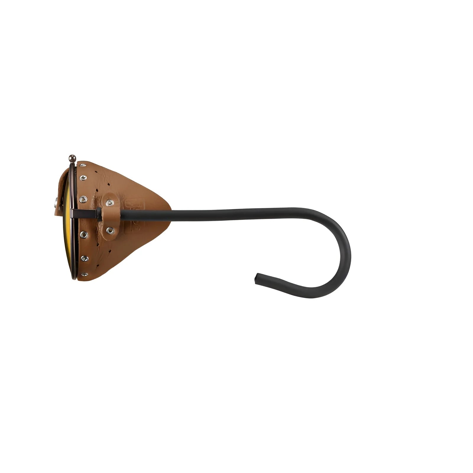 Side view of Vermont Classic brown leather bike saddle with black metal rail and hooked end, showcasing timeless style.