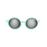 The Julbo Walk Sunglasses, size 39, feature mint green frames and Spectron reflective lenses. Designed for kids, these durable eyewear pieces combine style and functionality for any sunny day adventure.