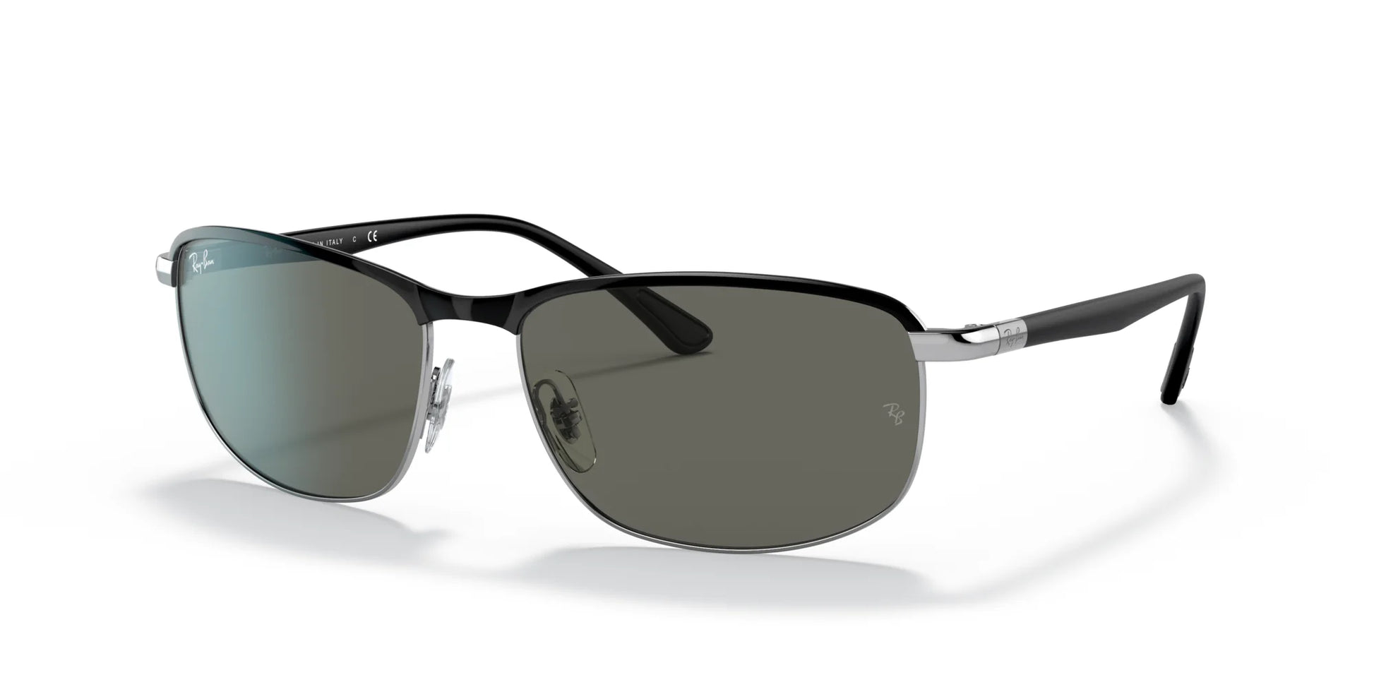 Ray-Ban RB3671 Sunglasses Black On Silver / Dark Grey