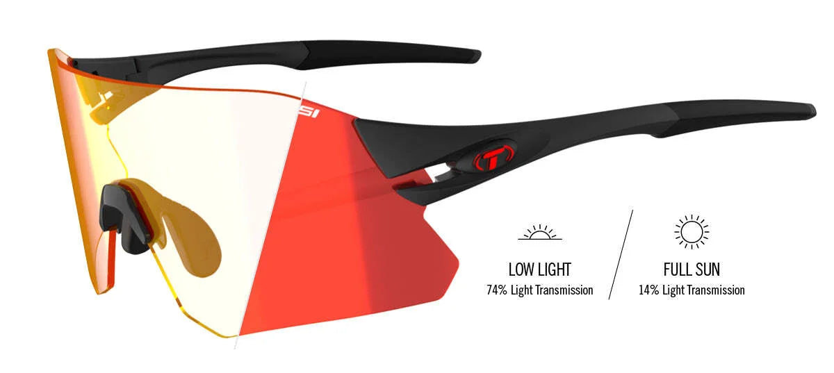 Tifosi Optics Rail Sunglasses Matte Black Clarion Red Fototec