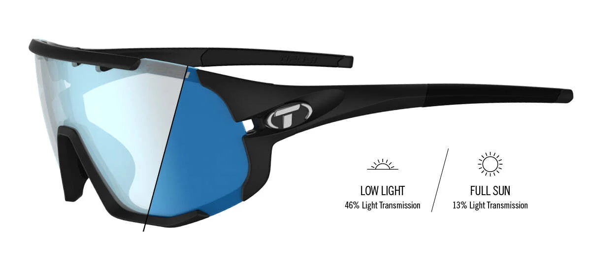 Tifosi Optics Sledge Sunglasses Matte Black Clarion Blue Fototec